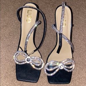 Black and silver rhinestone sandal